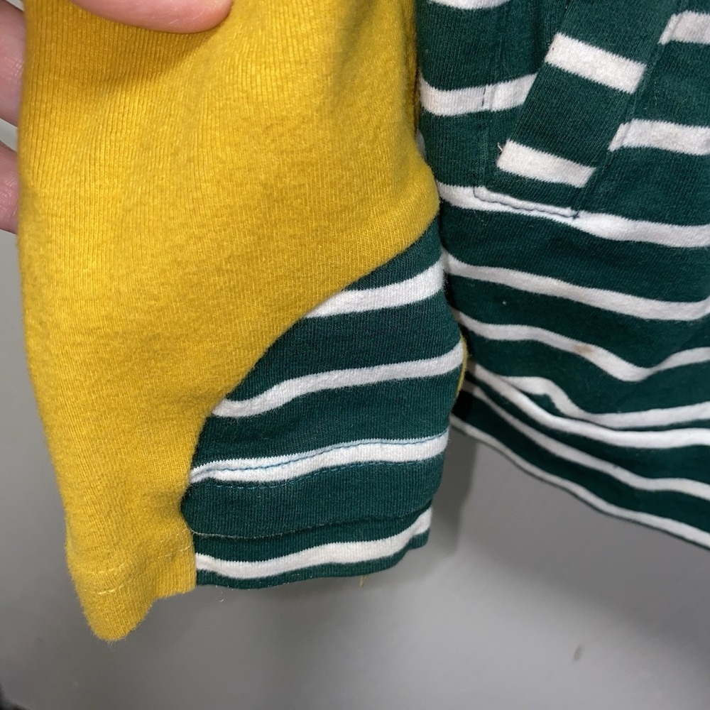 Women's & Colorblock Striped Double Hoodie Sweatshirt Green And Mustard Small - Picture 5 of 11